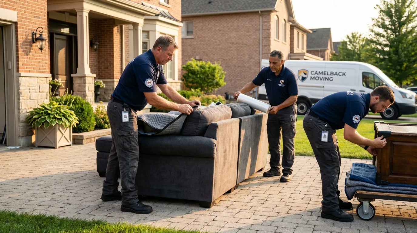 Large estate moving crew wrapping furniture in Hamtramck, MI