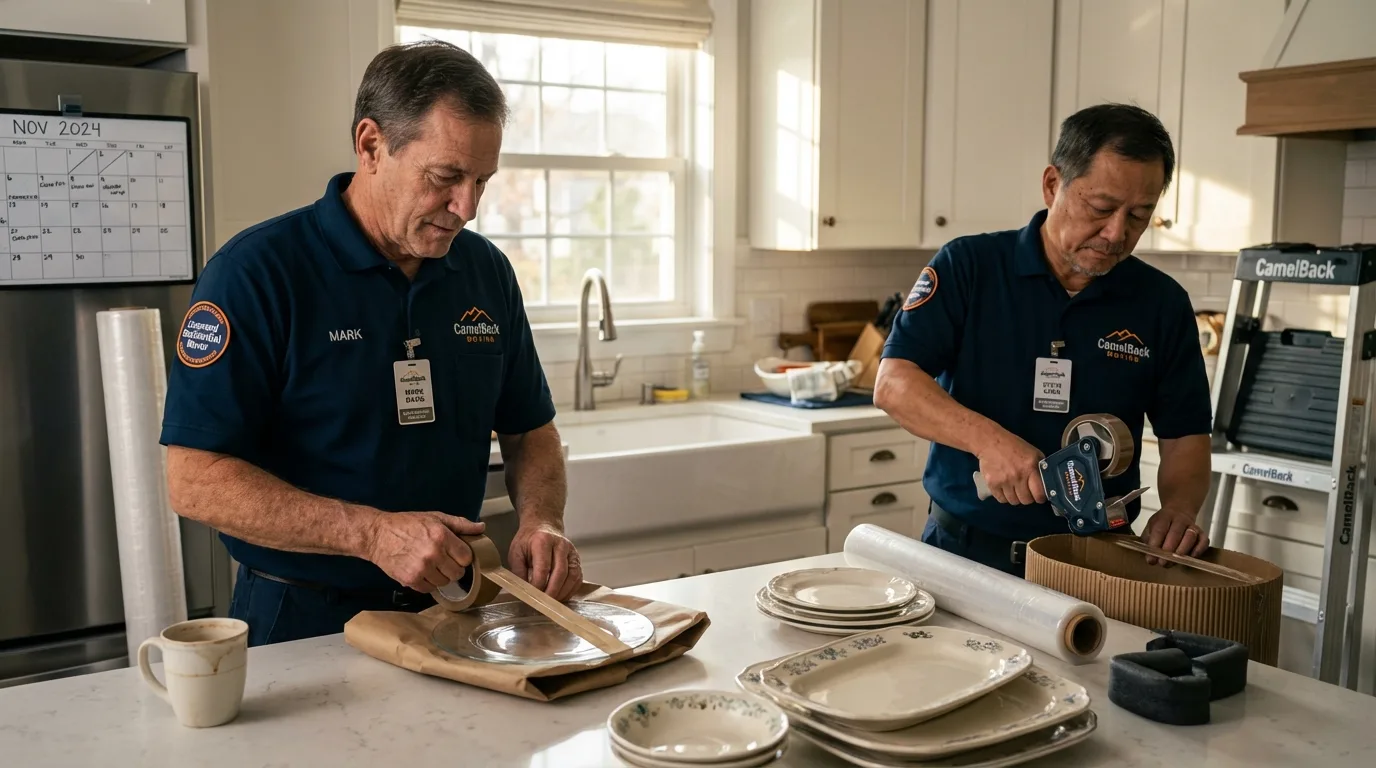 Professional crew packing kitchen dishware in Hamtramck, MI